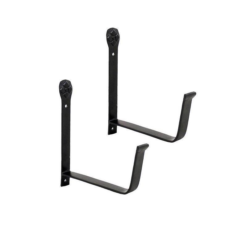 ACHLA Designs 8" x 6" Pair of Wall Mounted Steel Flower Box Brackets Black