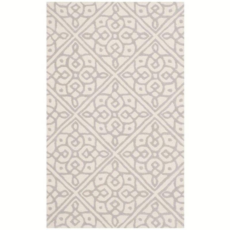 Ivory and Grey Hand-Tufted Wool Rectangular Area Rug