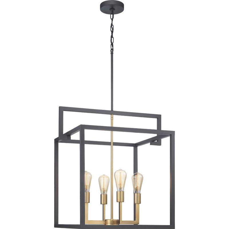 Progress Lighting Blakely 4-Light Pendant, Steel, Graphite Finish, Geometric Design, Satin Brass Accents, Modern & Traditional