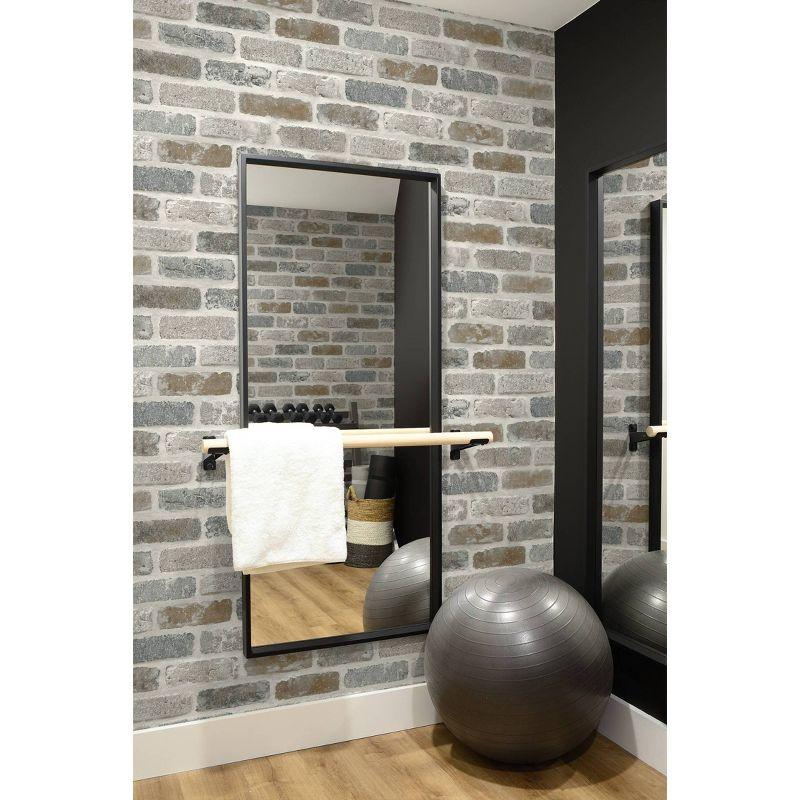 Gray and Brown Faux Brick Peel and Stick Wallpaper