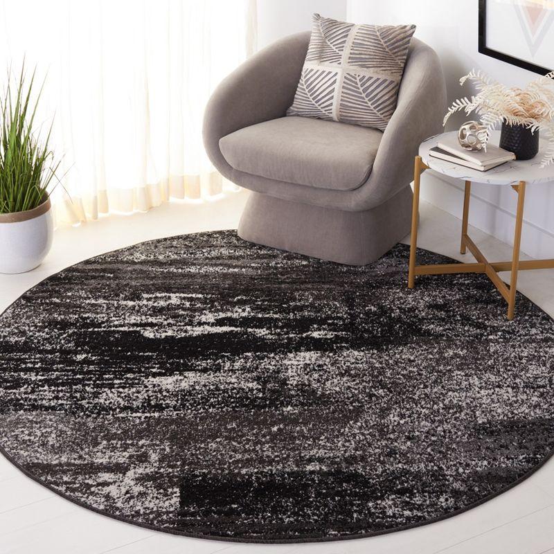 Adirondack ADR112 Non-Shedding Power Loomed Indoor Area Rug - Silver/Black - 9' Round - Safavieh
