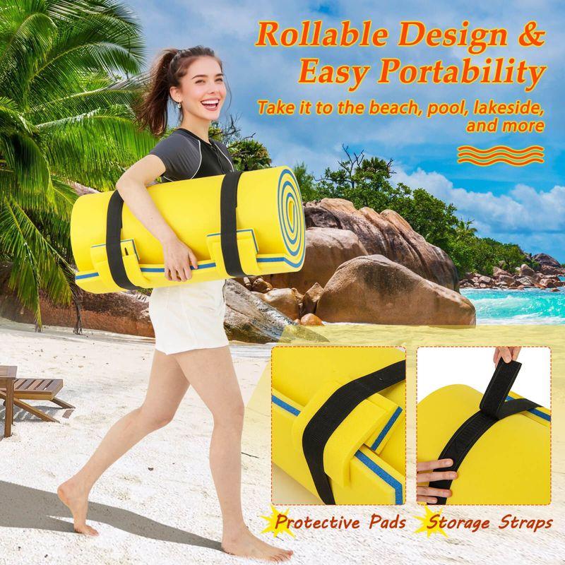 Costway 3-Layer Tear-Resistant Foam Floating Pad Island Water Sports Relaxing Yellow