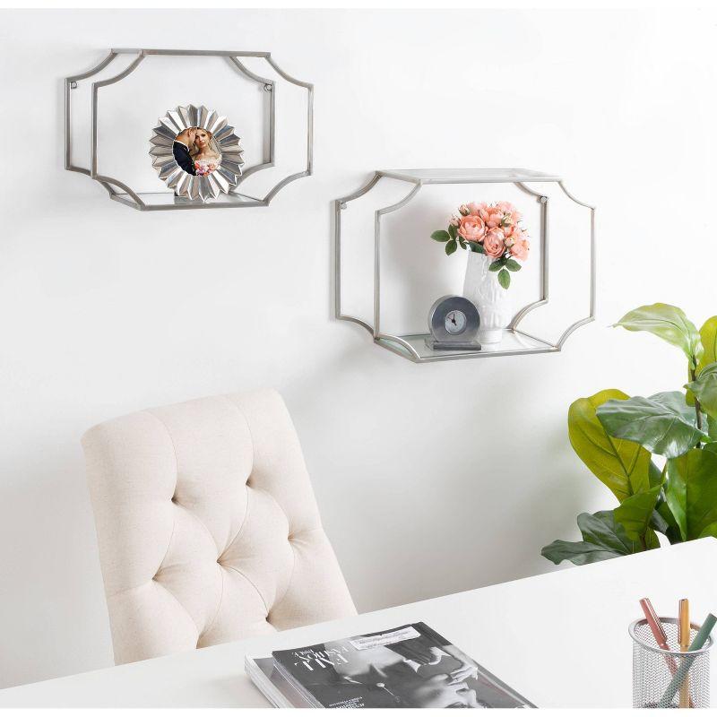 2pc 18" Ciel Modern Glam Metal Wall Shelf Set Silver - Kate & Laurel All Things Decor