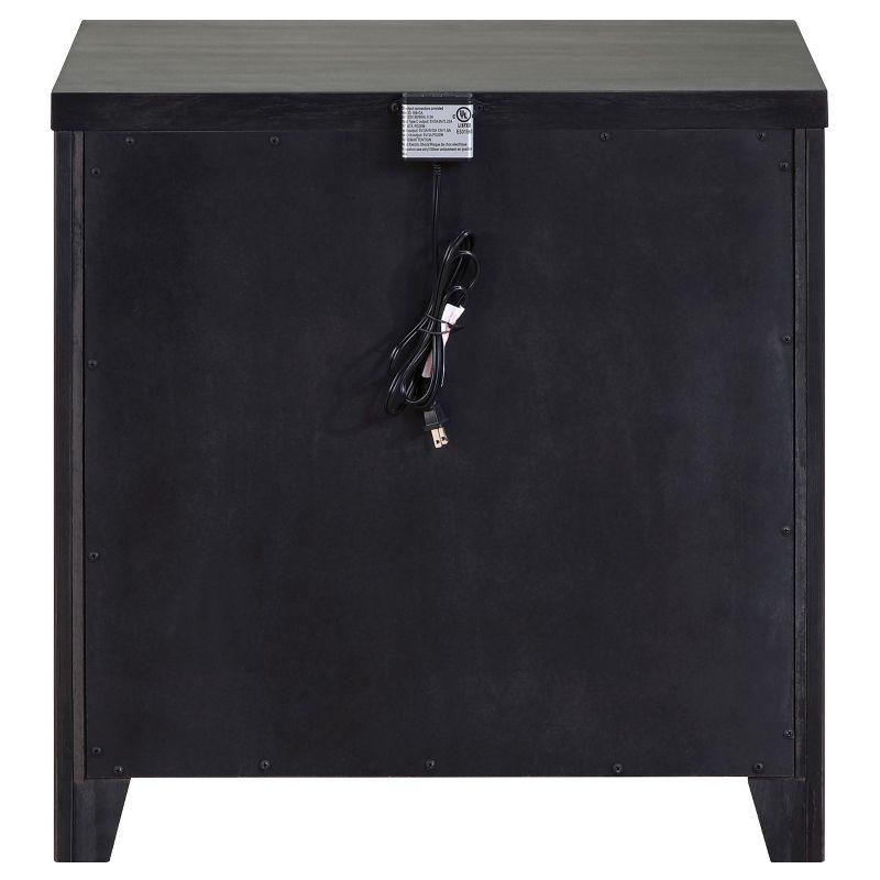 Gray Pine Transitional 2-Drawer Nightstand with Brass Accents