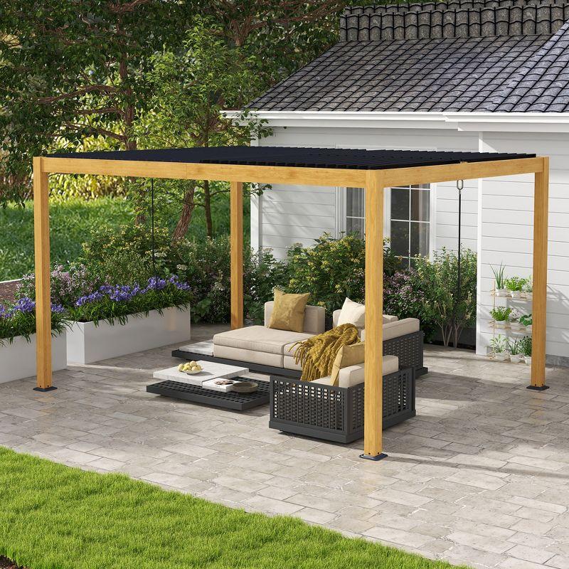 13 Ft. W x 10 Ft. D Aluminum Pergola with Adjustable Canopy