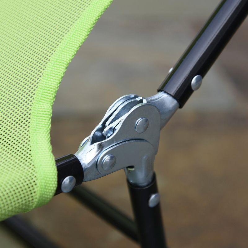 Outsunny Foldable Outdoor Chaise Lounge Chair, 5-Level Reclining Camping Tanning Chair with Breathable Mesh Fabric and Headrest, Green