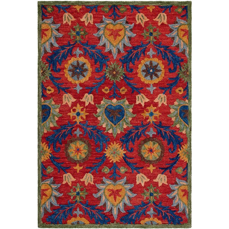 Handmade Tufted Red/Blue Wool 8' x 10' Area Rug