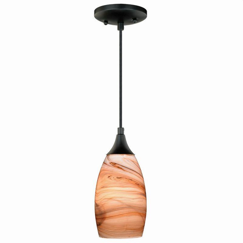 Celeste Wave Toffee Swirl 4.75" Mini Globe Pendant in Oil Rubbed Bronze