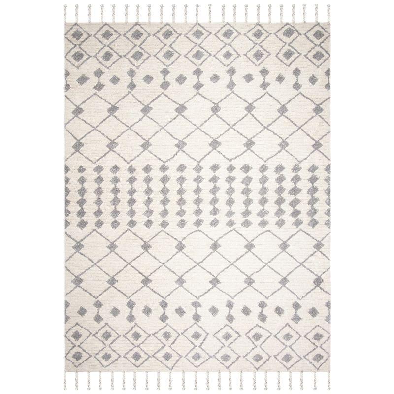 Handmade Ivory & Beige Wool Shag Area Rug 8' x 10'