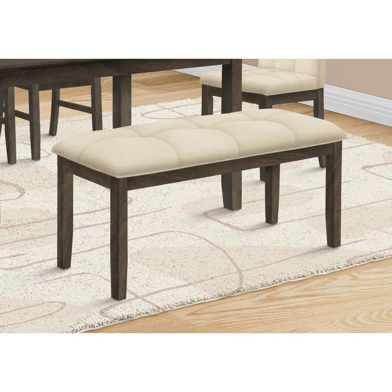 44" Cream Upholstered Bench with Gray Solid Wood Frame