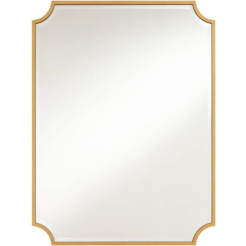 Noble Park Jacinda Rectangular Vanity Decorative Wall Mirror Modern Beveled Rounded Cut Edge Gold Frame 30" Wide for Bathroom Bedroom Living Room Home