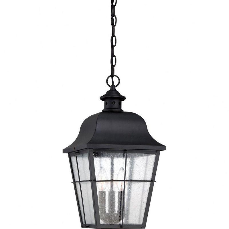 Mystic Black Outdoor Pendant Light with Clear Seedy Glass