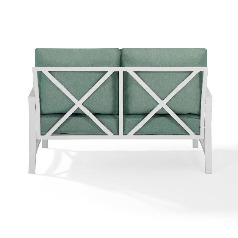 Pistachio Green and White Steel Outdoor Loveseat