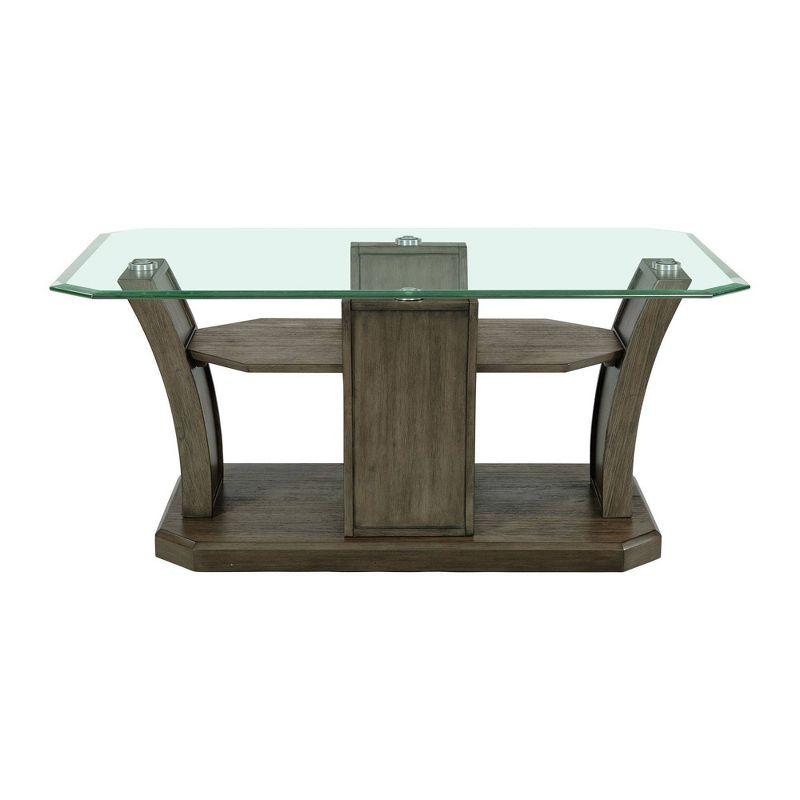 Simms Rectangular Coffee Table Gray - Picket House Furnishings: Glass Top, Pedestal Base, Chic Living Room Furniture