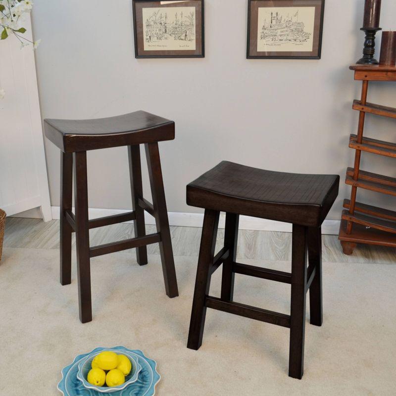 Espresso Solid Wood 28" Saddle Style Backless Counter Stool