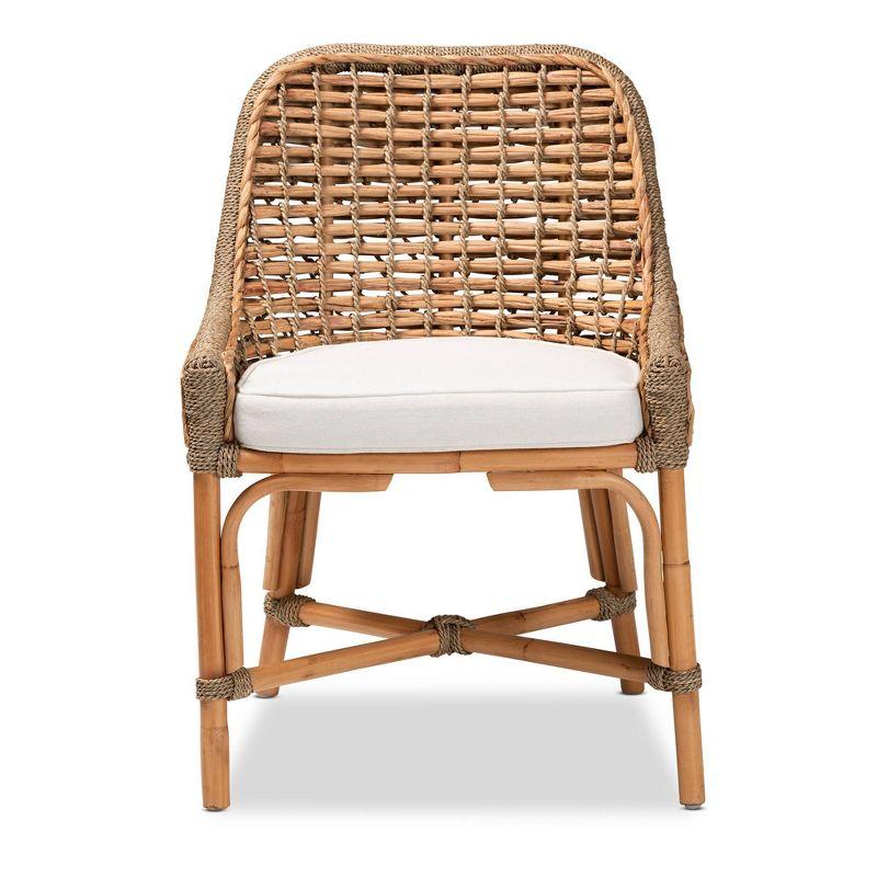 Kyle Woven Rattan Dining Side Chair with Cushion White/Natural - bali & pari