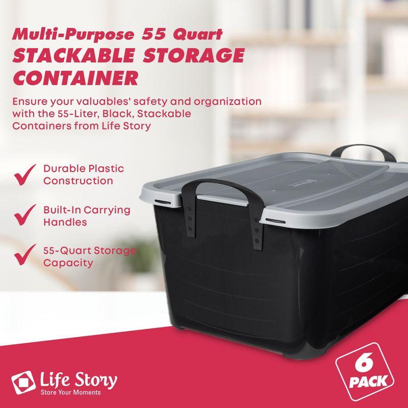 Life Story 55 Quart Stackable Home Organization Lidded Storage Container