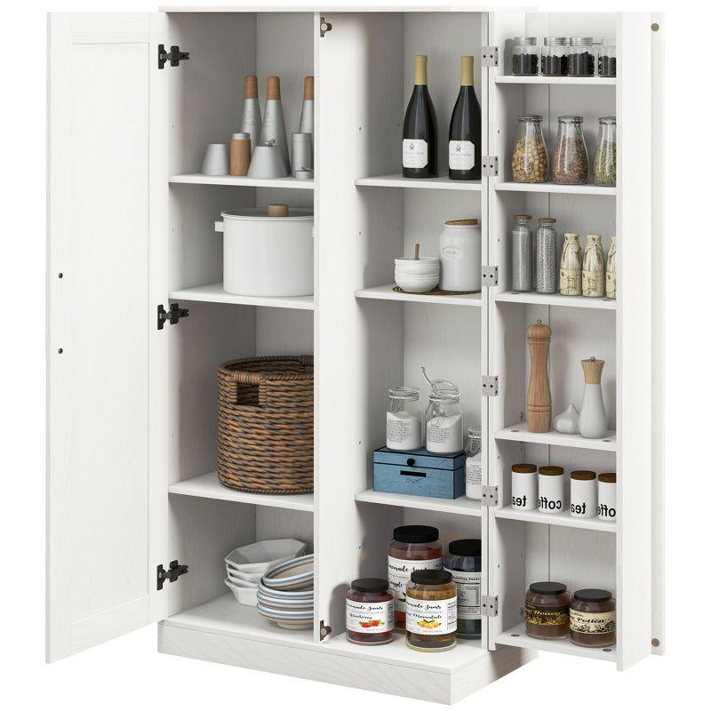 HOMCOM Kitchen Pantry Storage Cabinet, 14-Tier Freestanding Kitchen Cupboard with Adjustable Shelves for Living Room, Dining Room Storage, White