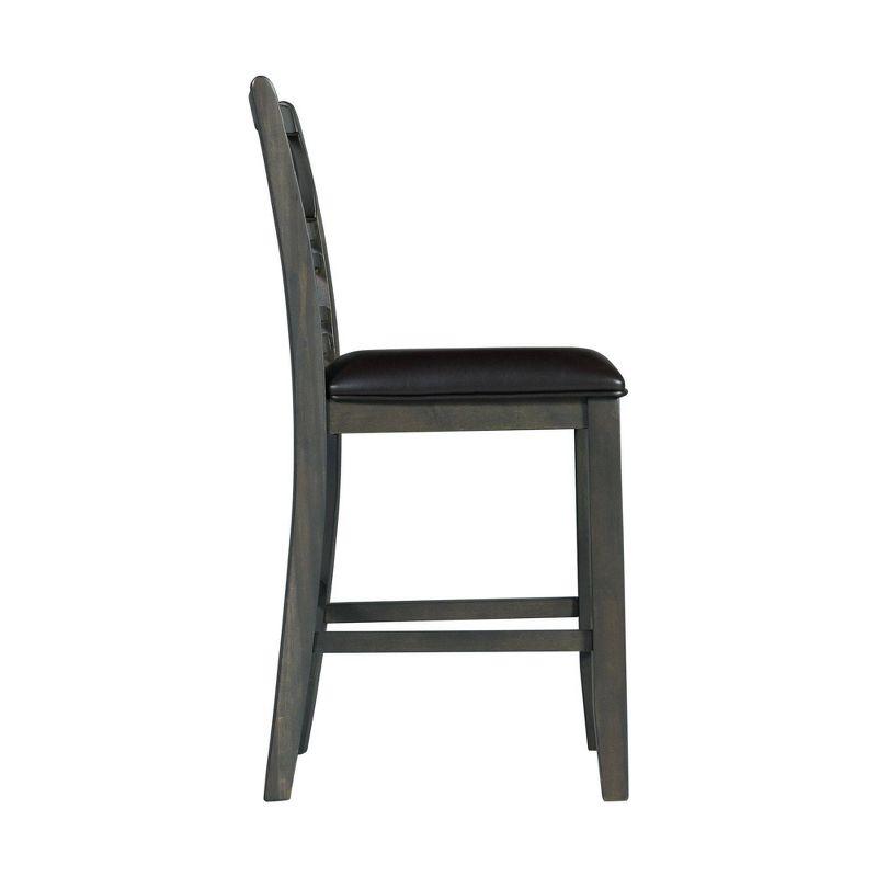 Transitional Taylor Faux Leather Upholstered Counter Stools in Black and Gray