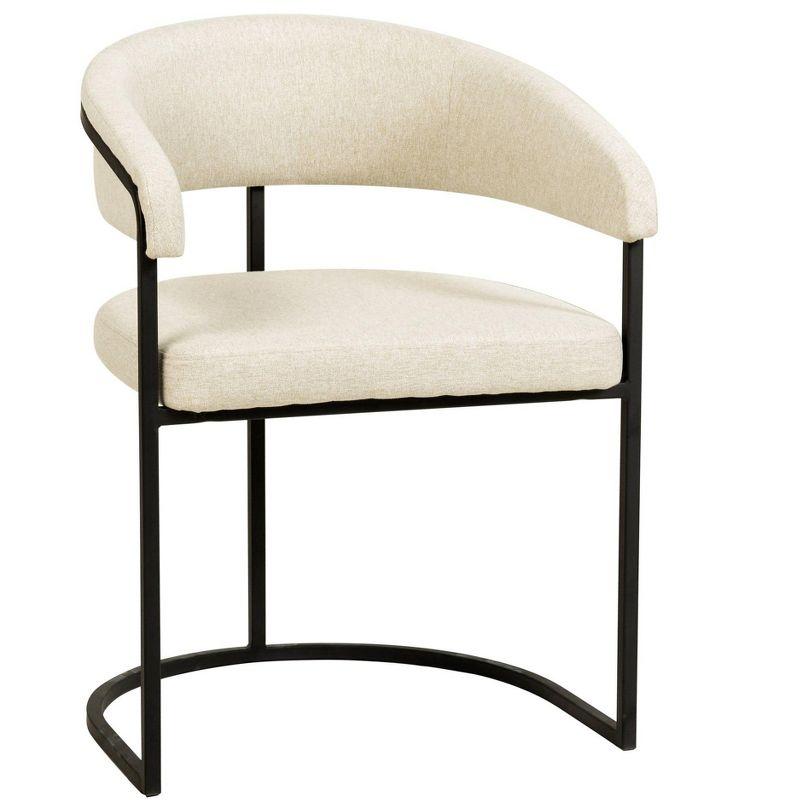 LeisureMod Aero Modern Curve-Back Dining Arm Chair with Leather Upholstery and Metal Legs – Accent Seating for Dining Rooms, Kitchens, or Offices