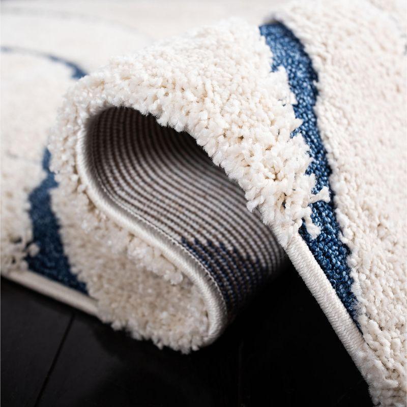 Florida Shag SG471 Power Loomed Indoor Accent Rug - Cream/Blue - 4'x4' Square - Safavieh