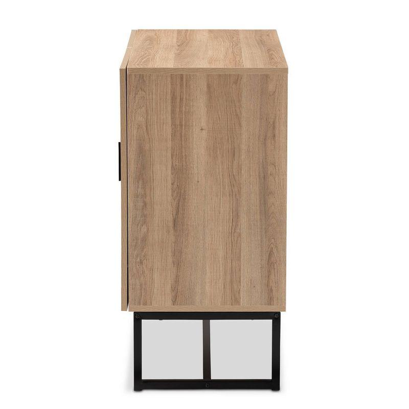 Darien Wood and Metal 2 Door Storage Cabinet Brown/Black - Baxton Studio: Modern Accent Furniture with Fixed Shelves