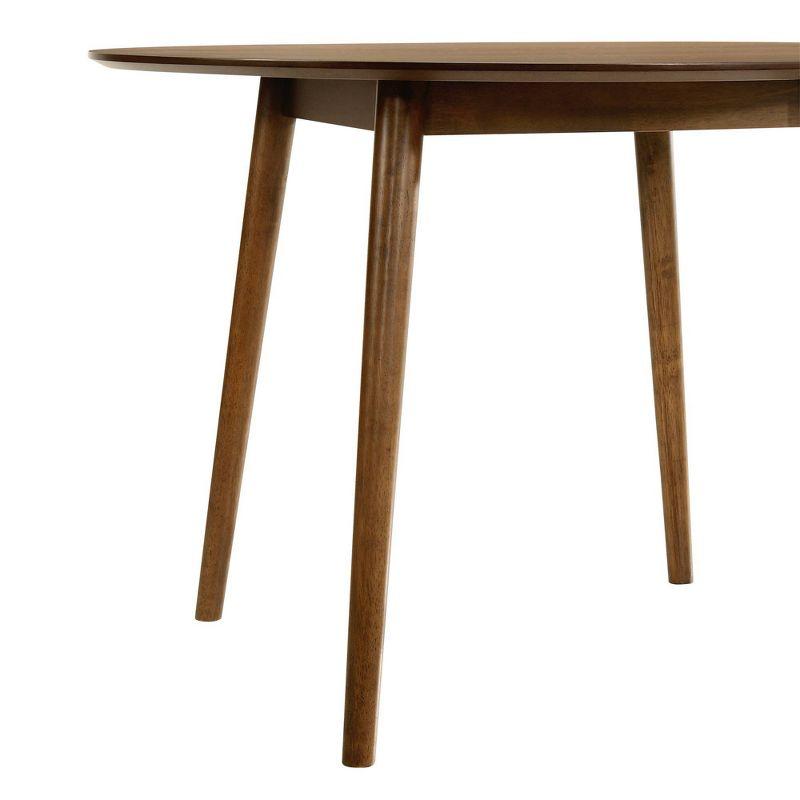 42" Arcadia Round Wood Dining Table Walnut - Armen Living: Mid-Century, 4-Point Leg, Rubberwood