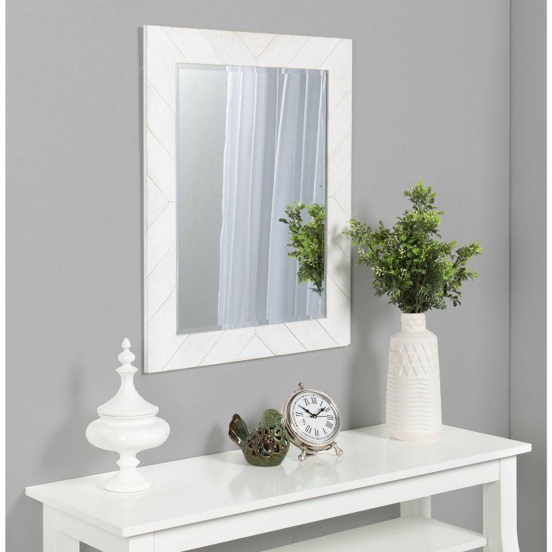 24" x 30" Rost Pieced Wood Framed Wall Mirror White - DesignOvation: Modern Rectangle, No Assembly Required