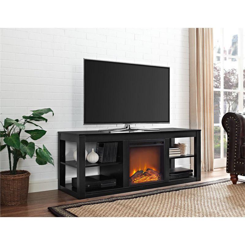 Ameriwood Home Parsons Electric Fireplace Space Heater TV Stand for TVs up to 65", Black