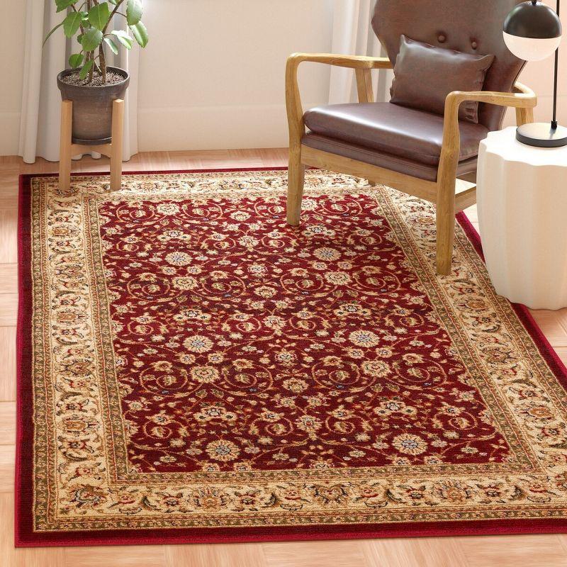 Lyndhurst Red and Ivory Floral Motif Rectangular Area Rug