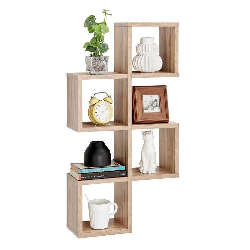 Danya B. 30" x 15.25" Cubby Chessboard Wall Shelf Chestnut - MDF, Contemporary Design, Interlocking