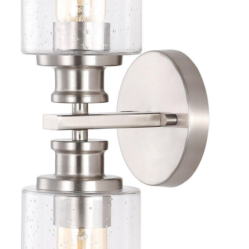 JONATHAN Y Jules Edison 16.5" Cylinder 2-Light Iron/Seeded Glass Farmhouse Contemporary LED Wall Sconce, Nickel