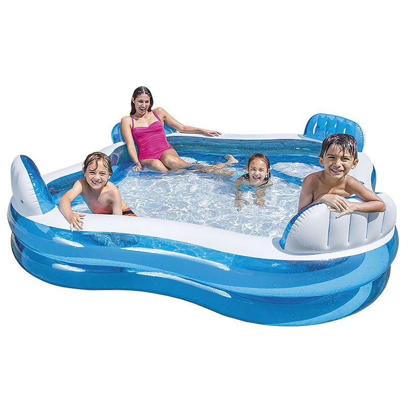 Blue and White Inflatable Family Lounge Pool with Seats