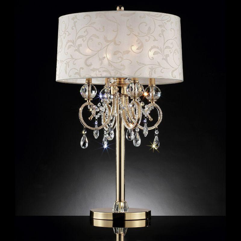 32.5" Antique Metal Table Lamp with Crystals Gold - Ore International: Barocco Drum Shade, UL Listed