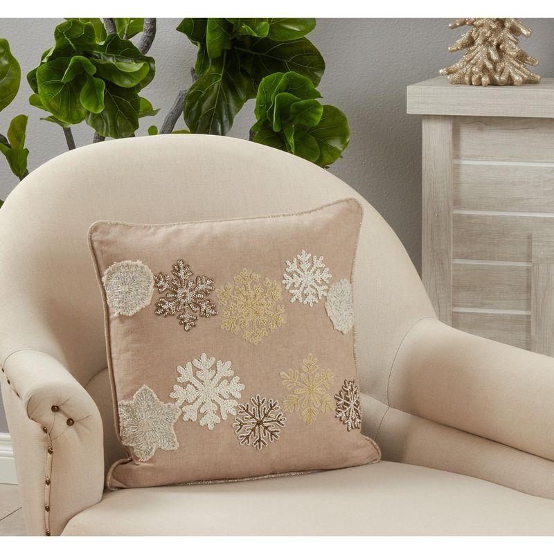 Natural Cotton Embroidered Snowflake Euro Pillow Cover