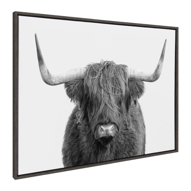 Kate and Laurel Sylvie Highland Cow Portrait Framed Canvas by Amy Peterson Art Studio