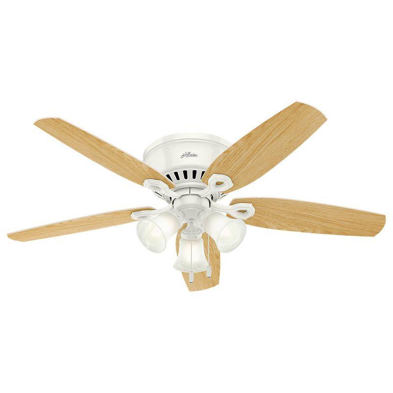 Builder Low Profile 52" 5 - Blade Flush Mount Ceiling Fan with Lights and Pull Chains