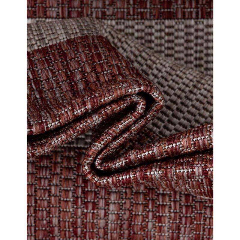 Unique Loom 4' 1 x 6' 1 Rectangle Indoor/Outdoor Striped Rust Red Area Rug