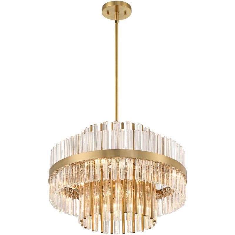 Possini Euro Design Jenna Soft Gold Chandelier 20" Wide Modern 2-Tier Clear Crystals 8-Light Fixture for Dining Room House Foyer