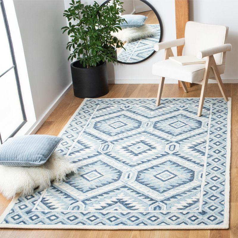 Hand-Tufted Classic Blue Wool Rectangular Area Rug