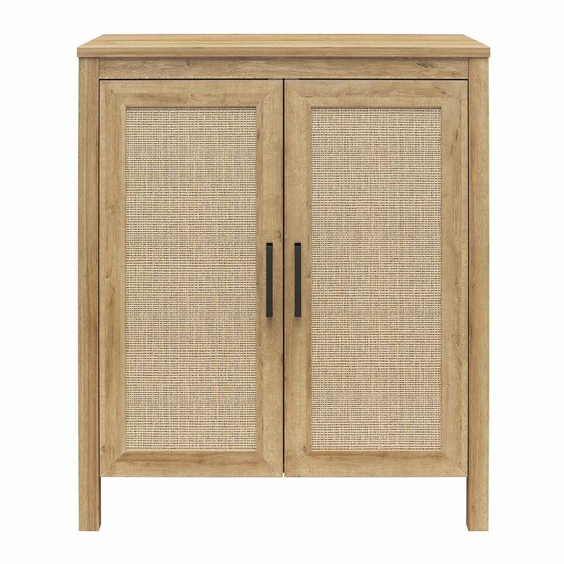 Natural MDF 2-Door Accent Cabinet with Faux Rattan