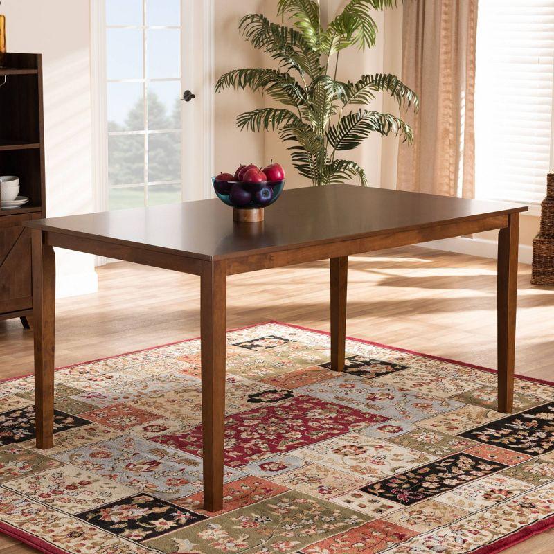 Contemporary Walnut Brown Wood Counter Height Dining Table