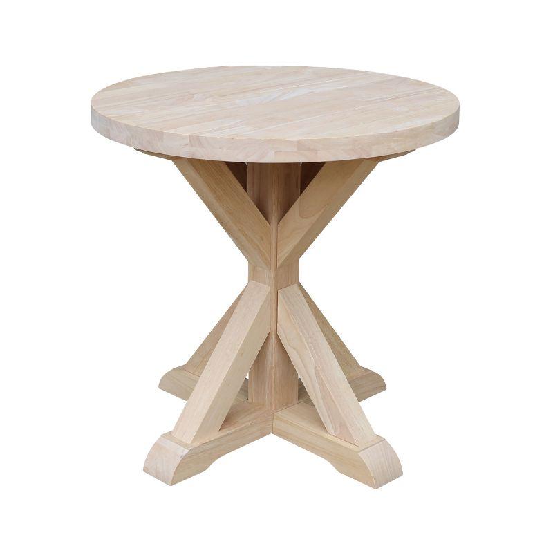 Sierra Round End Table Unfinished - International Concepts: Solid Wood, Parawood, 26" Height