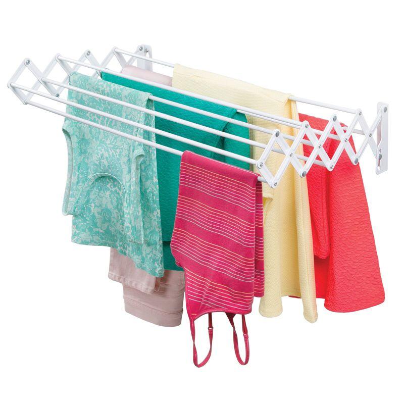 mDesign Expandable Wall Mount Laundry Drying Rack