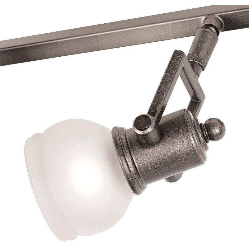 Pro Track Chace 6-Head LED Complete Ceiling Track Light Fixture Kit GU10 Adjustable Silver Brushed Nickel Finish Glass Modern Kitchen Dining 50" Wide