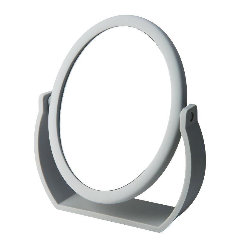 8" Vanity Rubberized 1X-10X Magnification Mirror Gray - Home Details