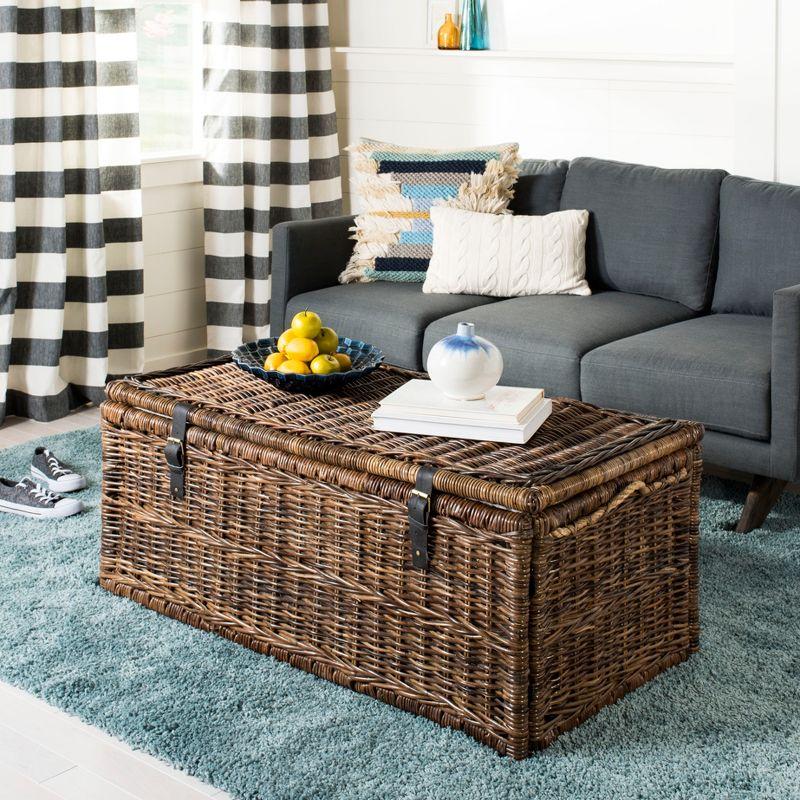 Chestnut Brown Hand-Woven Wicker Large Storage Trunk