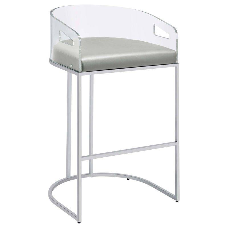 Coaster Set of 2 Thermosolis Modern Acrylic Back Upholstered Bar Stools Gray/Chrome