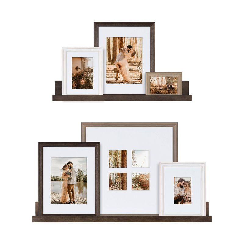 Classic White and Rustic Gray Wood Wall Frame and Shelf Kit