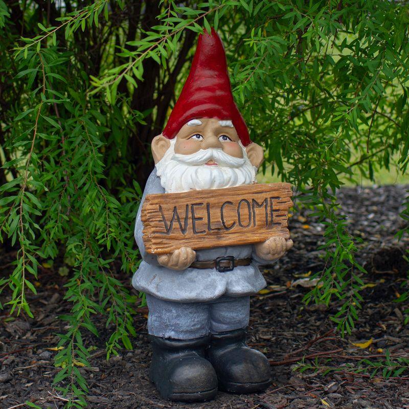 Northlight Seasonal 17" Gnome with Welcome Sign Outdoor Garden Statue